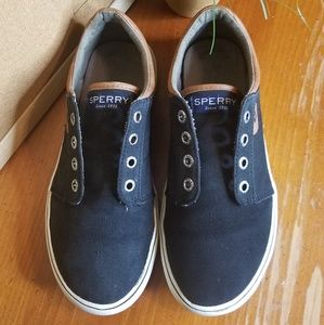 Kids Black & Leather Trim Sperry Shoes